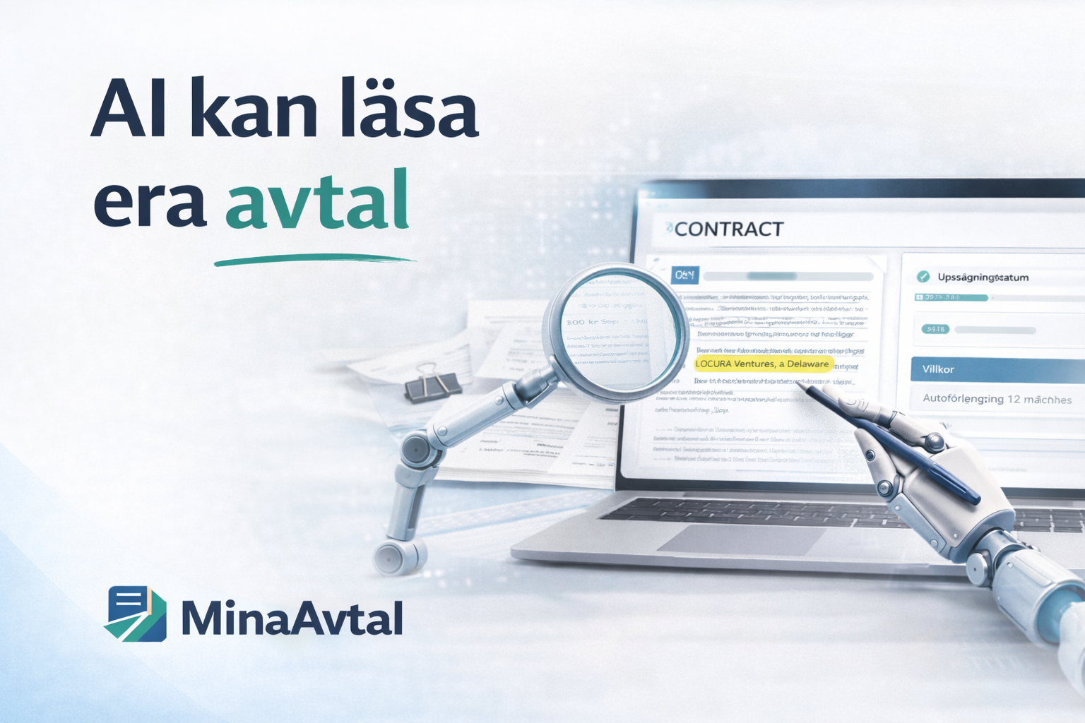 Illustration om AI-stöd för att läsa och analysera avtal