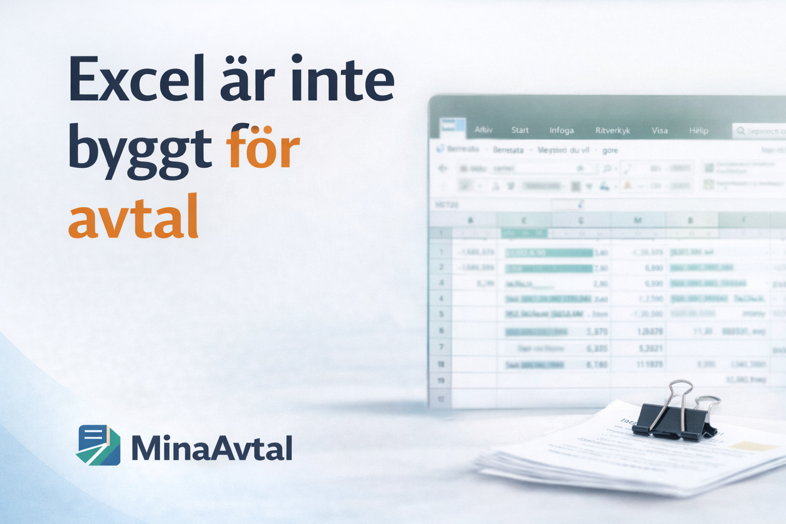Illustration om att Excel inte är byggt för avtalshantering